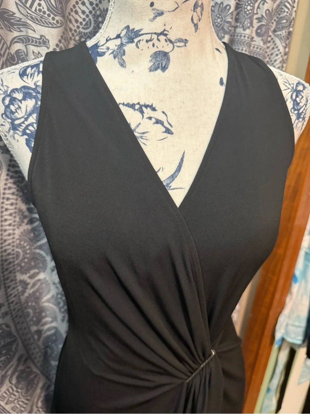 Michael Kors Black Twist-Front Midi Dress